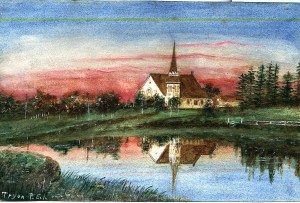 South Shore United Church, National Historic Site. Painting by Minnie Wright